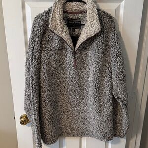 True Grit Plush Sherpa Quarter-Zip Pullover - Gray